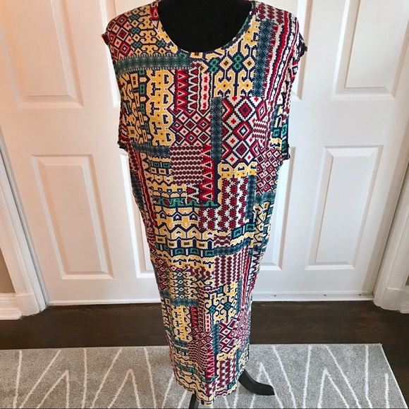 Tribal Print Boho Knit Jersey Boxy Dress - Picture 4 of 8